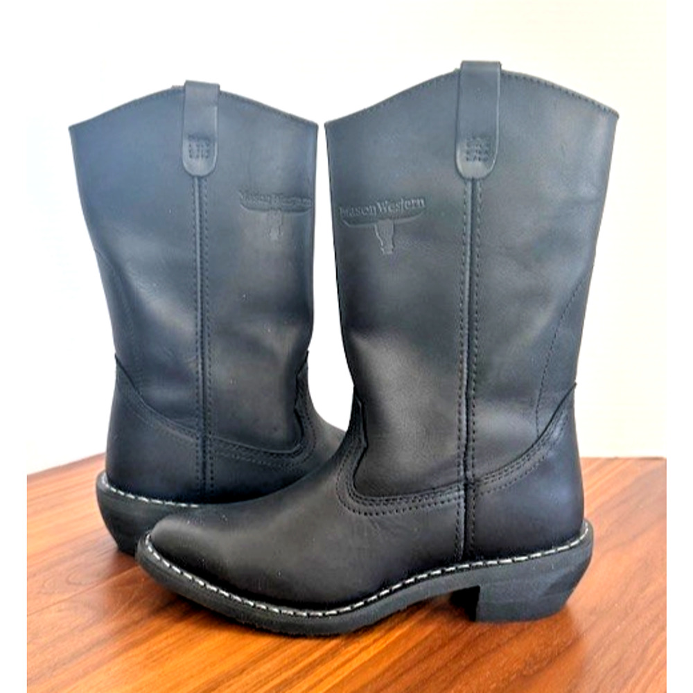 New Mason Western Leather 981 Black Mens Boots Cowboy 9 D Riding USA